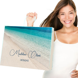 Sacola Para Presentes Grande Nome da empresa Promocional Beach Blue