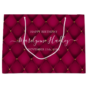 Sacola Para Presentes Grande Nome Data Harlequin Burgundy Aniversário