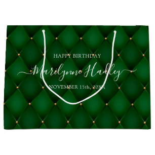 Sacola Para Presentes Grande Nome Data Harlequin Emerald Green - Aniversário