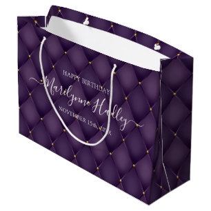 Sacola Para Presentes Grande Nome Data Harlequin Purple Aniversário