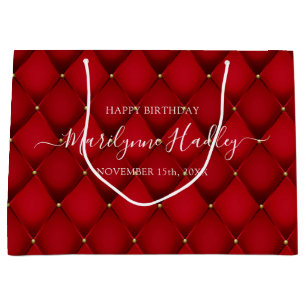 Sacola Para Presentes Grande Nome Data Harlequin Red Birthday