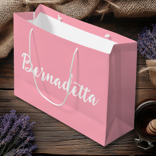 Sacola Para Presentes Grande Nome de Na moda elegante manuscrito bebê rosa