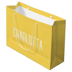 Sacola Para Presentes Grande Nome de Na moda Simples Elegante Amarelo de Mostar