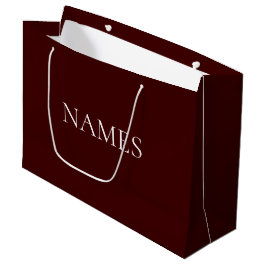 Sacola Para Presentes Grande Nome de Script Personalizado Simples Vermelho Escu