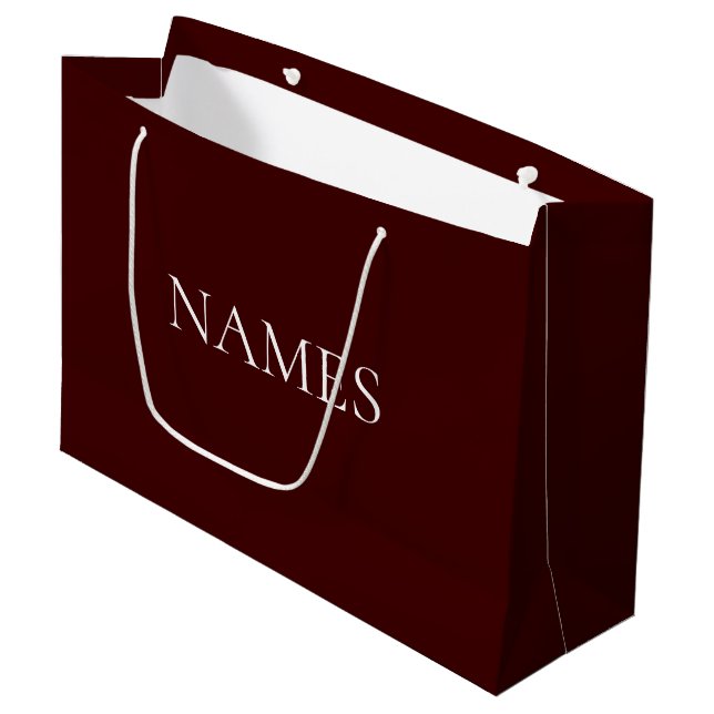 Sacola Para Presentes Grande Nome de Script Personalizado Simples Vermelho Escu (Frente inclinada)