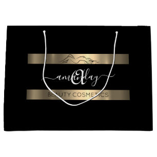 Sacola Para Presentes Grande Nome do Monograma Compro Dourado de luxo branco pr