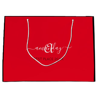 Sacola Para Presentes Grande Nome do Monograma Compro Vermelho Negro Casamento 