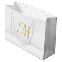 Nome do Monograma Dourado e Branco Elegante Person