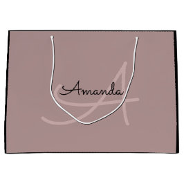 Sacola Para Presentes Grande Nome do Monograma Rosa Bridal Favor Beleza Marca L