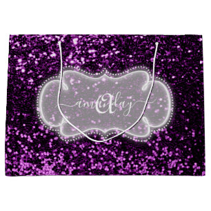 Sacola Para Presentes Grande Nome do Monograma Roxo da Violet Exclusivo da Marc