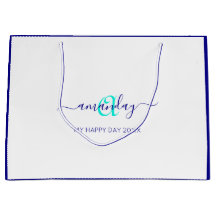 Nome do Monograma White Blue Bridal Sweet 16th Wed