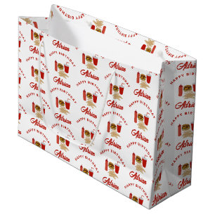 Sacola Para Presentes Grande Nome do Padrão do Burger Fries de Comida Rápida