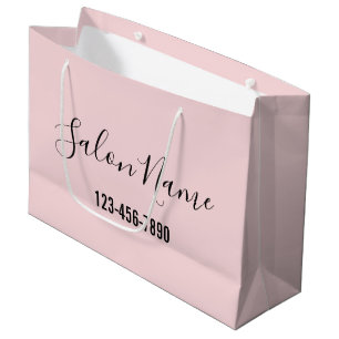 Sacola Para Presentes Grande Nome do Salão de Beleza Script Preto Nº Telefone R