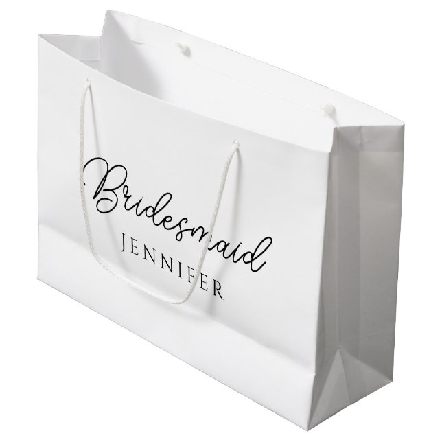 Sacola Para Presentes Grande Nome do Script de Bachelorette do Bridesmaid Perso (Frente inclinada)