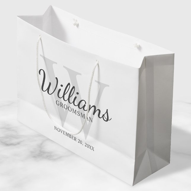 Sacola Para Presentes Grande Nome e monograma dos Padrinhos de casamento de Scr (Criador carregado)