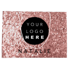 Sacola Para Presentes Grande Nome Logotipo Personalizado Lâmpada Rosa Blush Pó