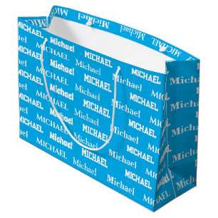 Sacola Para Presentes Grande Nome Personalizado Azul Aniversário Menino Persona