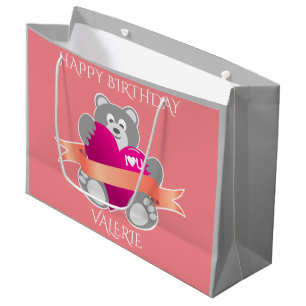 Sacola Para Presentes Grande Nome personalizado da bolsa de presente de urso de