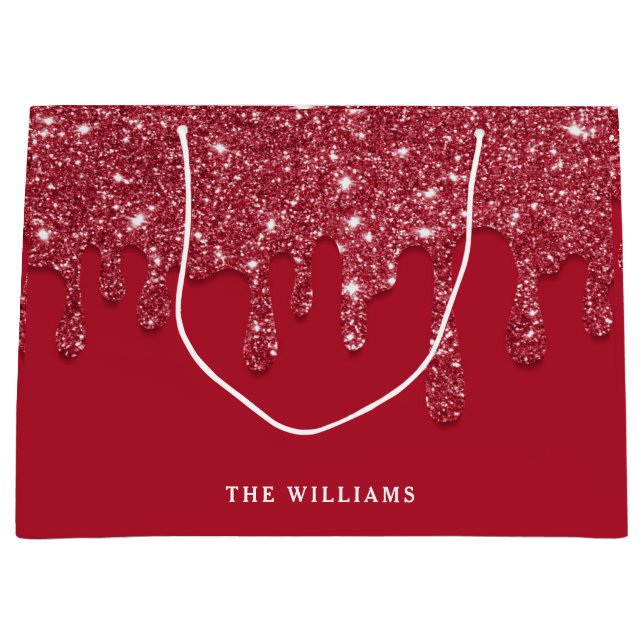 Sacola Para Presentes Grande Nome Personalizado de Drivers de Glitter Vermelho (Frente)