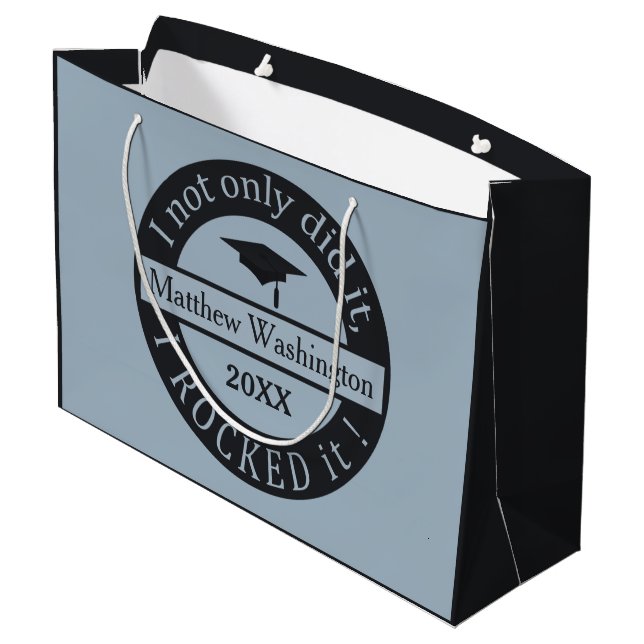 Sacola Para Presentes Grande Nome personalizado de graduação e bolsa de present (Verso inclinado)