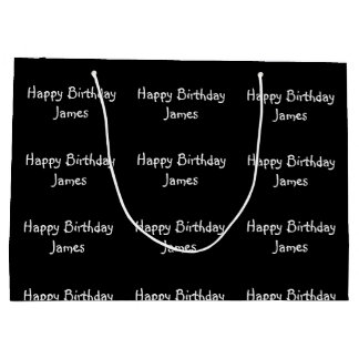 Sacola Para Presentes Grande Nome Personalizado Feliz Aniversário Preto