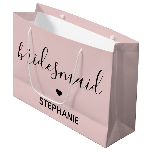 Sacola Para Presentes Grande Nome Personalizado Mínimo de Bridesmaid Personaliz (Frente inclinada)