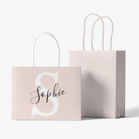 Nome Personalizado Moderno Monograma Pastel Rosa