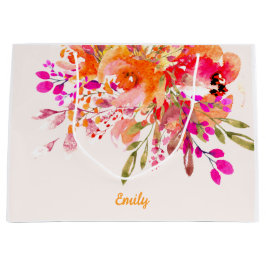 Sacola Para Presentes Grande Nome Personalizado Romântico Floral Brilhante