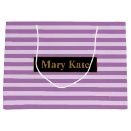 Sacola Para Presentes Grande Nome Personalizado - Stripes Roxas