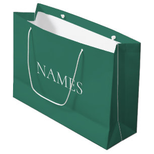 Sacola Para Presentes Grande Nome Personalizado Verde & Branco