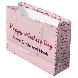 Sacola Para Presentes Grande Nome Rosa Pálido do Script de Dia de as mães Feliz