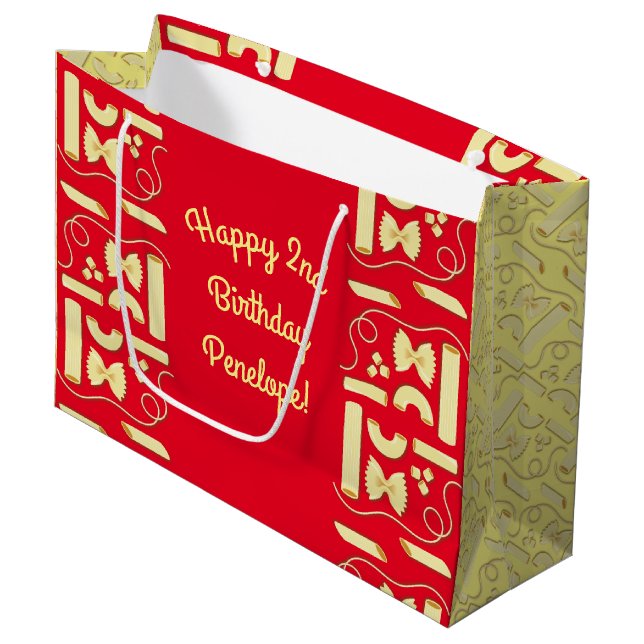 Sacola Para Presentes Grande Noodles Pasta Kid Party - primeiro aniversario Ita (Frente inclinada)