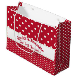 Sacola Para Presentes Grande Nosso Primeiro Casal Red Bolinhas de Natal Persona