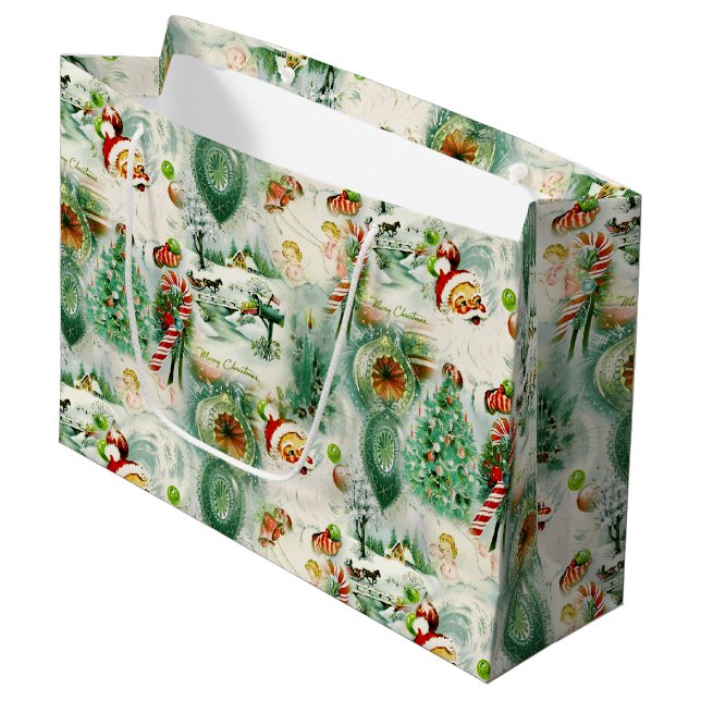 Sacola Para Presentes Grande Nostalgic Kitschmas  (Frente inclinada)