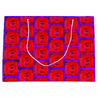 Sacola Para Presentes Grande Notas de rosa Red Love,