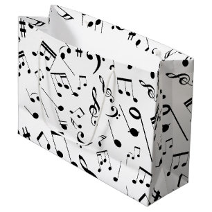 Sacola Para Presentes Grande Notas Musicais 3