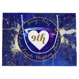 Sacola Para Presentes Grande Nove Aniversário do Casamento Lapis Lazuli Color