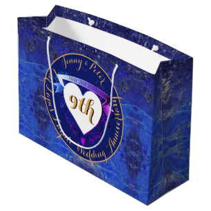 Sacola Para Presentes Grande Nove Aniversário do Casamento Lapis Lazuli Cor Gra