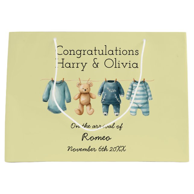 Sacola Para Presentes Grande Novo bebê personalizável (Frente)