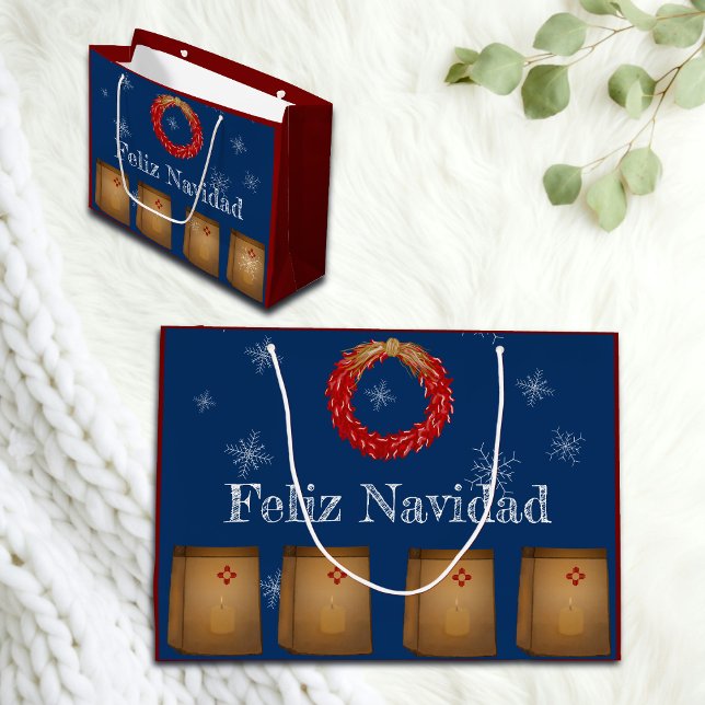 Sacola Para Presentes Grande Novo México Luminarias Farolitos Zia Red Chile (Criador carregado)