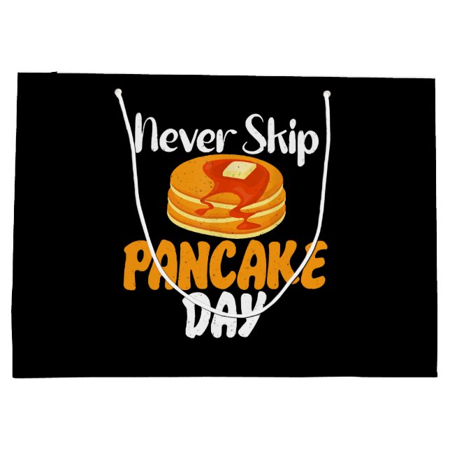 Sacola Para Presentes Grande Nunca saltar o Dia do Pancake (Verso)