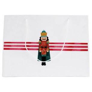 Sacola Para Presentes Grande Nutcracker Candy Cane Natal Gift Bag