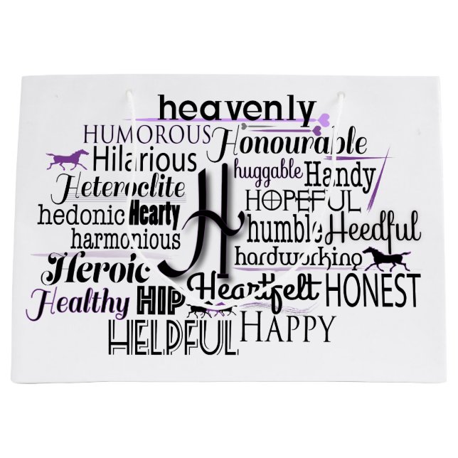 Sacola Para Presentes Grande Nuvem Adjetiva do Word começando com a letra H (Frente)