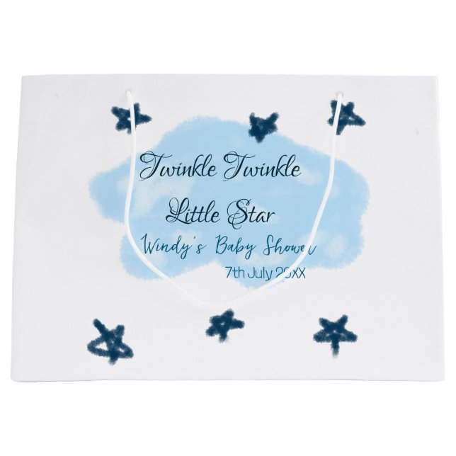 Sacola Para Presentes Grande Nuvens azuis brilham Twinkle Pequena Exibição de B (Frente)