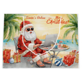 Sacola Para Presentes Grande O Amor de Natal do Computador de Papai Noel Feliz 