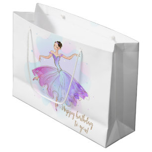 Sacola Para Presentes Grande O aniversário à moda da bailarina deseja o