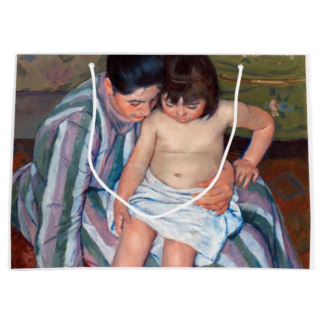 Sacola Para Presentes Grande O Banho da Criança, Mary Cassatt (Frente)