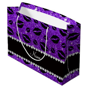 Sacola Para Presentes Grande O batom conhecido beija o brilho roxo do índigo