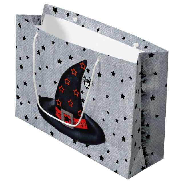 Sacola Para Presentes Grande O Chapéu das Bruxas Negras Stars Aranha Bonita Hal (Frente inclinada)