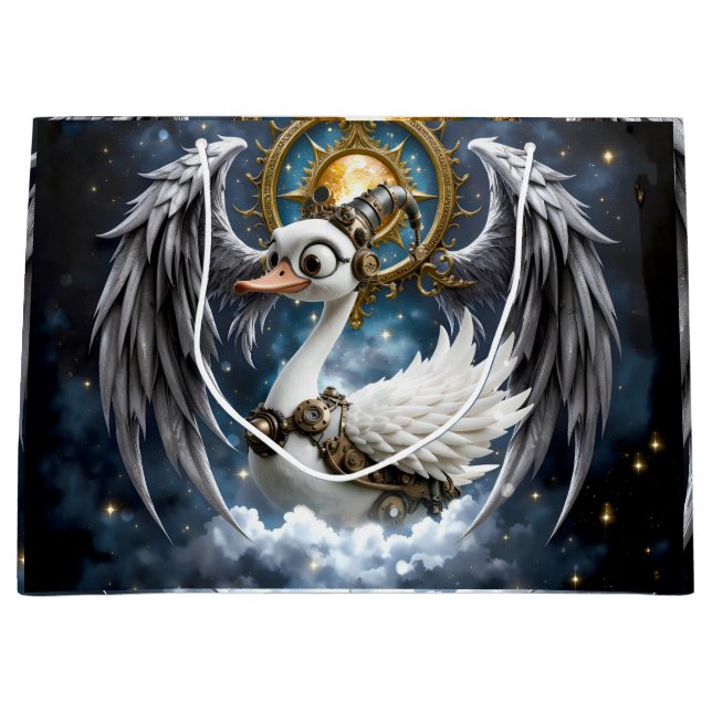 Sacola Para Presentes Grande O Cisne Curioso de Relógio. (Frente)